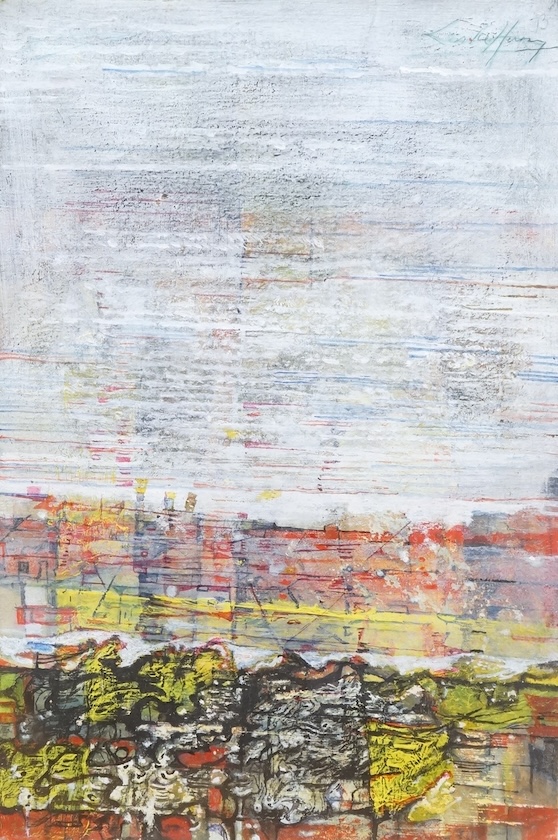 Leslie Hurry, (1909-1978), Landscape with river, mixed media on paper, signed and dated '73, 29 x 20cm